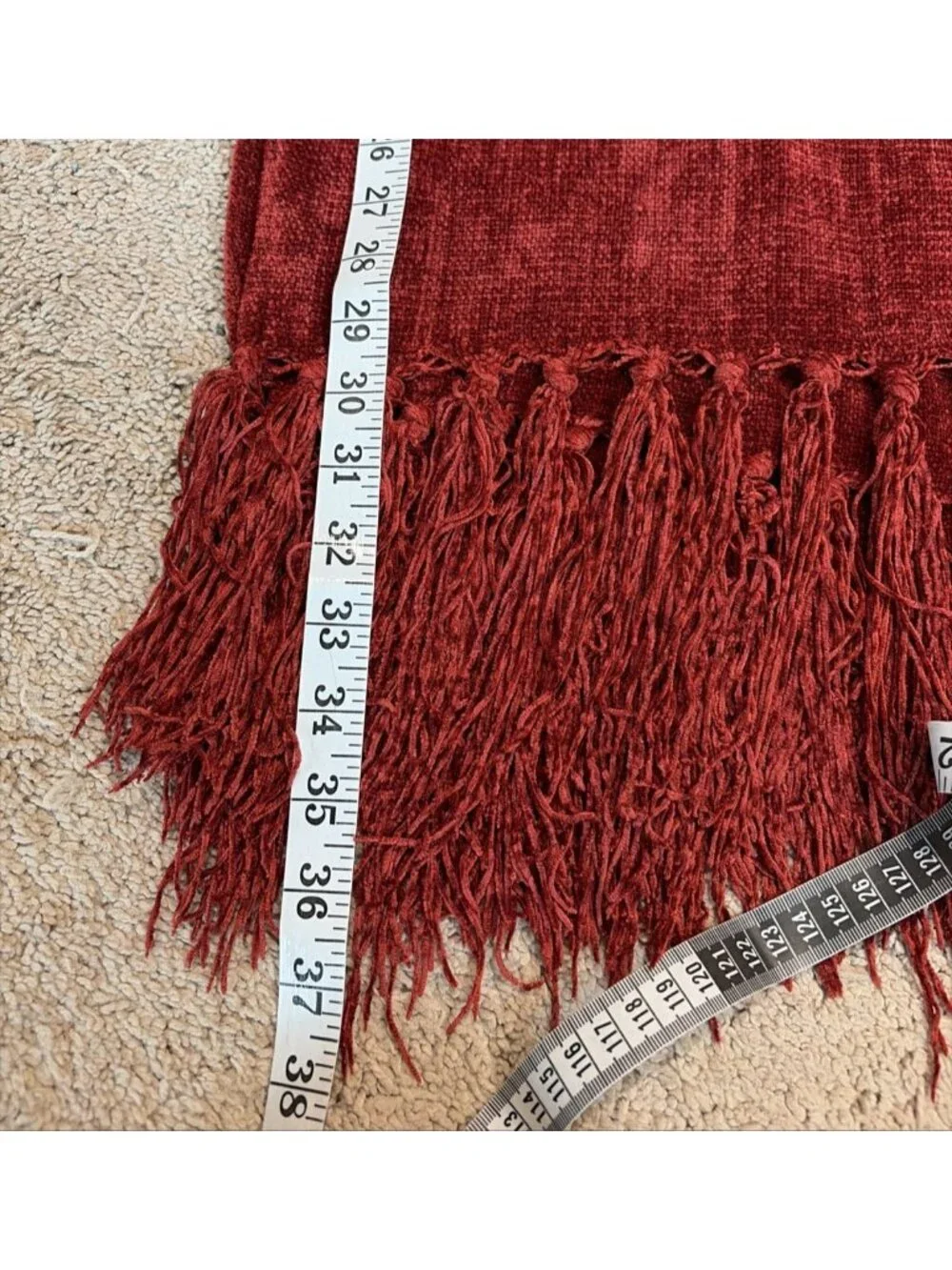 Luxury Red Chenille Blanket Decorative Throw Quilt Fringe Cover Bedding Luxe